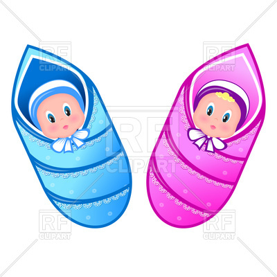 400x400 Baby Boy And Girl In Swaddling Clothes Royalty Free Vector Clip