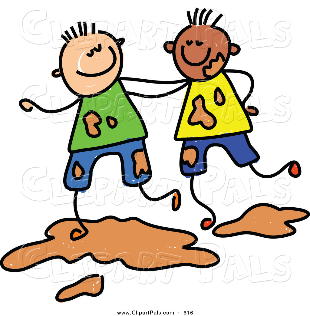 1024x1044 Pal Clipart Of A Childs Sketch Of Two Boys Playing Together In Mud