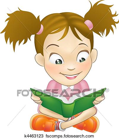 401x470 Clipart Of Illustration Young Girl Reading Book K4463123