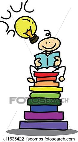 261x470 Clipart Of Hand Drawn Cartoon Dream Boy Reading Book K11635422