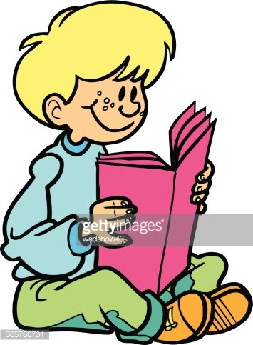 355x483 Boy Reading Book Vector Cartoon Clipart Premium Clipart