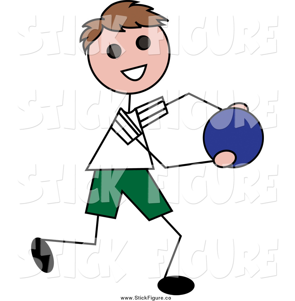 1024x1044 Clip Art Of A Happy White Brunette Stick Boy Running With A Ball