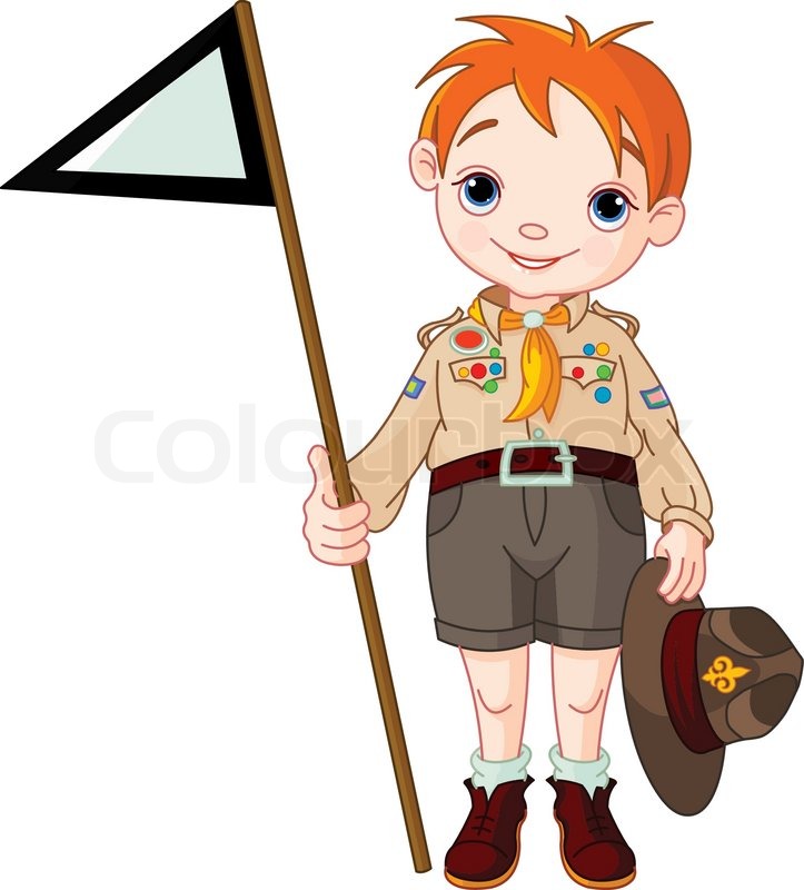 723x800 Young Happy Boy Scout Girl Gives A Salute Stock Vector Colourbox