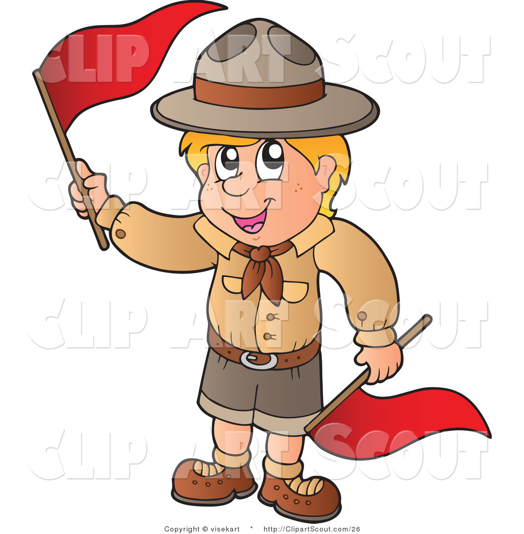 1024x1044 Vector Clipart Of A Boy Scout With Red Flags By Visekart
