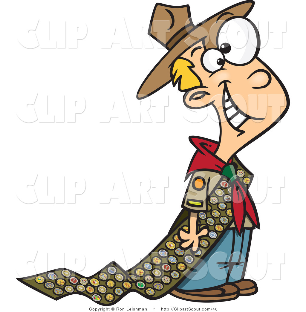 1024x1044 Clipart Of An Over Achiever Scout Boy With Badges By Toonaday