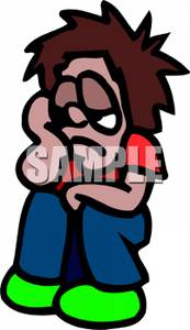 173x300 Art Image A Gloomy Boy Sitting With His Head In His Hands