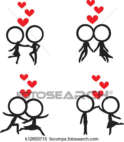 410x470 Clipart Of Silhouettes Stick Figure Couple With Red Love Items