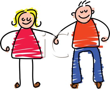 350x285 Picture Of A Boy And A Girl Stick Figure Holding Hands And Smiling