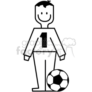 300x300 Royalty Free Stick Figure With Soccer Ball 373071 Vector Clip Art