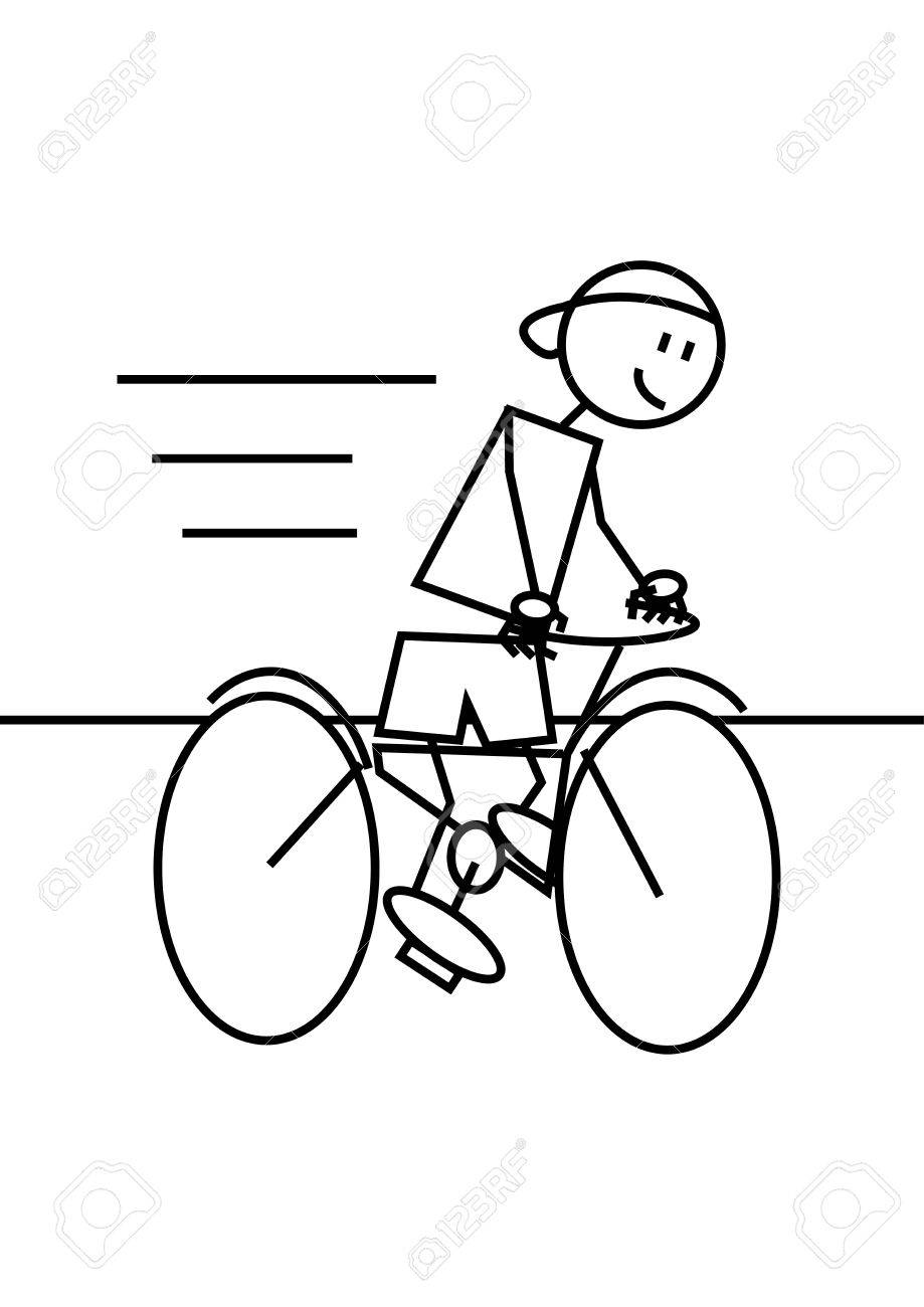 919x1300 Stick Figure Of A Boy Mounted In A Bike. Sport And Leisure Concept