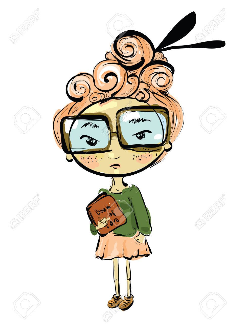 981x1300 Young Student Girl Sketch Clip Art, Illustration. Royalty Free