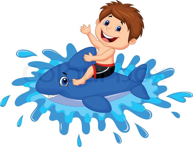 800x611 Vector Illustration Of Boy Cartoon Playing With Swimming Toy