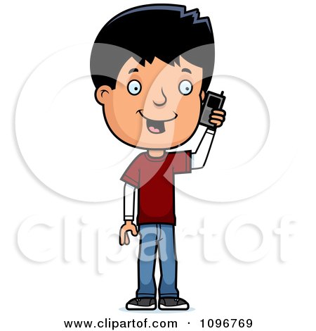 450x470 Clipart Black Adolescent Teenage Boy Talking On A Cell Phone