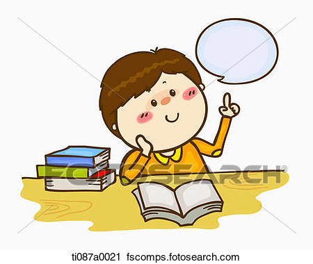 450x380 Clipart Of A Boy Thinking With Books Ti087a0021