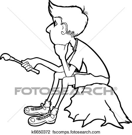 450x458 Clipart Of Thinking Boy K6650372