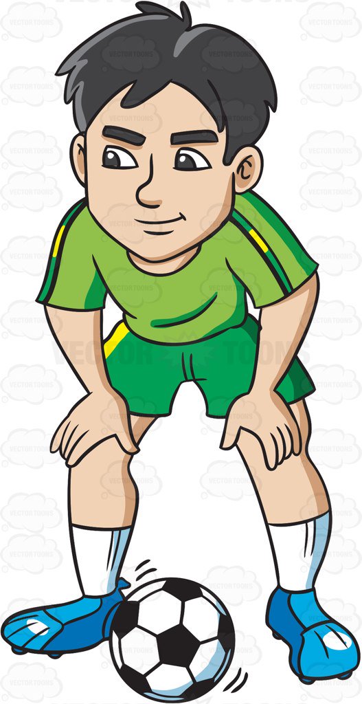 527x1024 A Male Soccer Athlete Thinking Of A Play Strategy Cartoon Clipart