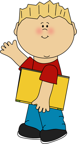 268x500 Boy With Book Under His Arm And Waving Clip Art
