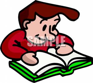 300x267 Art Image A Cartoon Boy Reading A Book