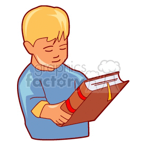 300x300 Royalty Free Boy In A Blue Shirt Holding A Book 158707 Vector Clip