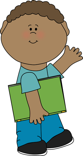 268x500 Boy Carrying Book And Waving Clip Art