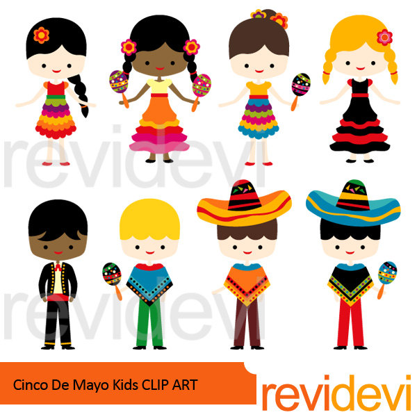 600x600 Cinco De Mayo Kids Clipart Fiesta Mexican Boys Girls Digital