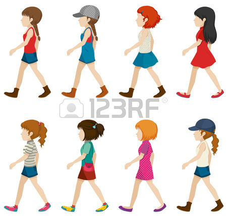 450x428 Faceless Boys And Girls Walking On A White Background Royalty Free