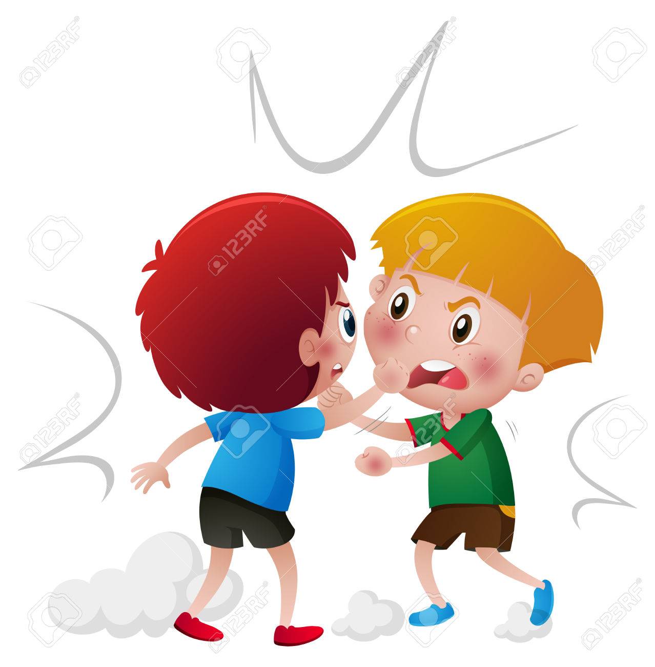 1278x1300 Angry Boys Fighting Each Other Illustration Royalty Free Cliparts
