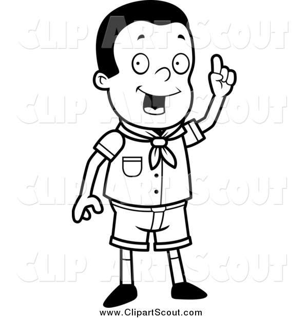 600x620 Clipart Of A Black And White Smart Boy Scout In Uniform By Cory