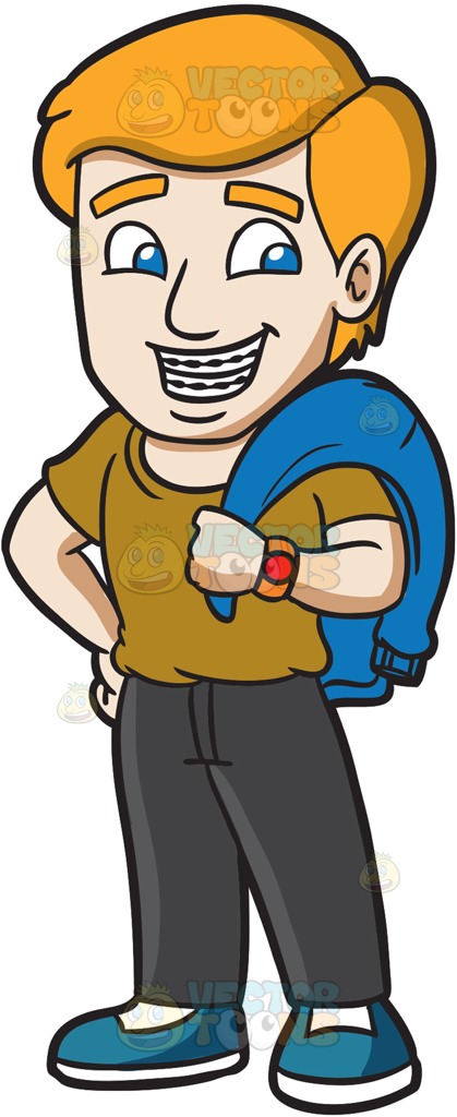 419x1024 A Happy Man With Braces Cartoon Clipart