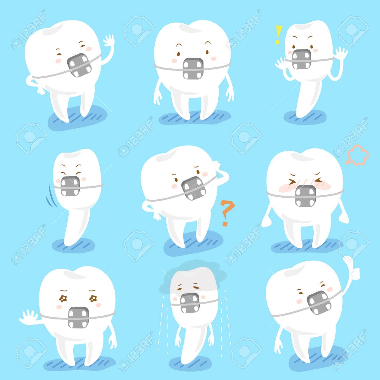 1300x1300 Cartoon Tooth Wear Brace Express All Kinds Of Emotions Royalty