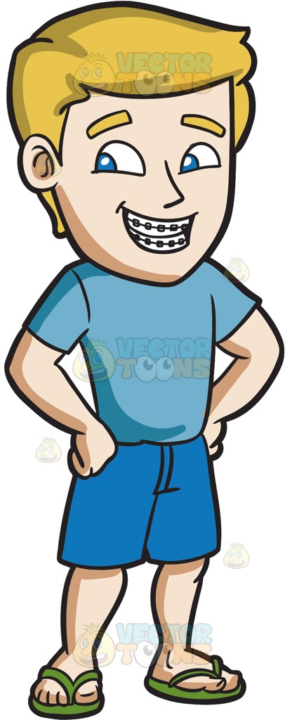 406x1024 A Confident Man With Braces Cartoon Clipart