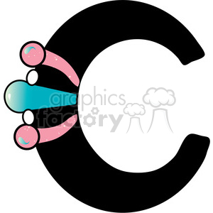 300x300 Royalty Free Letter C Cuff Bracelet 388596 Vector Clip Art Image