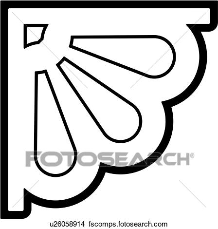 448x470 Clipart Of , Border, Bracket, Corner, Fan, Shell, U26058914