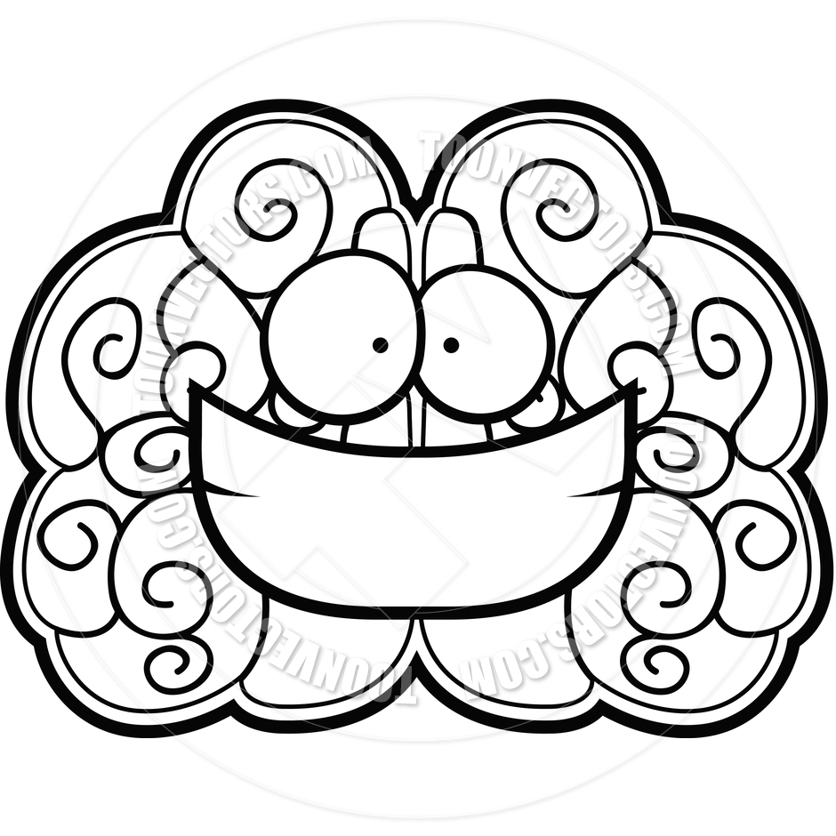 940x940 Brain Smiling (Black And White Line Art) By Cory Thoman Toon