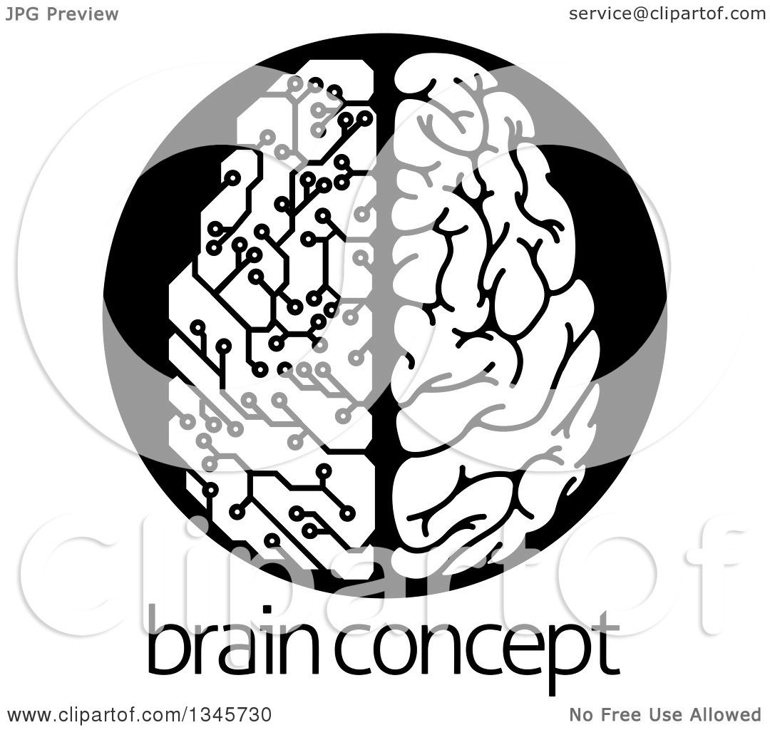 1080x1024 Clipart Of A Black And White Half Human, Half Artificial