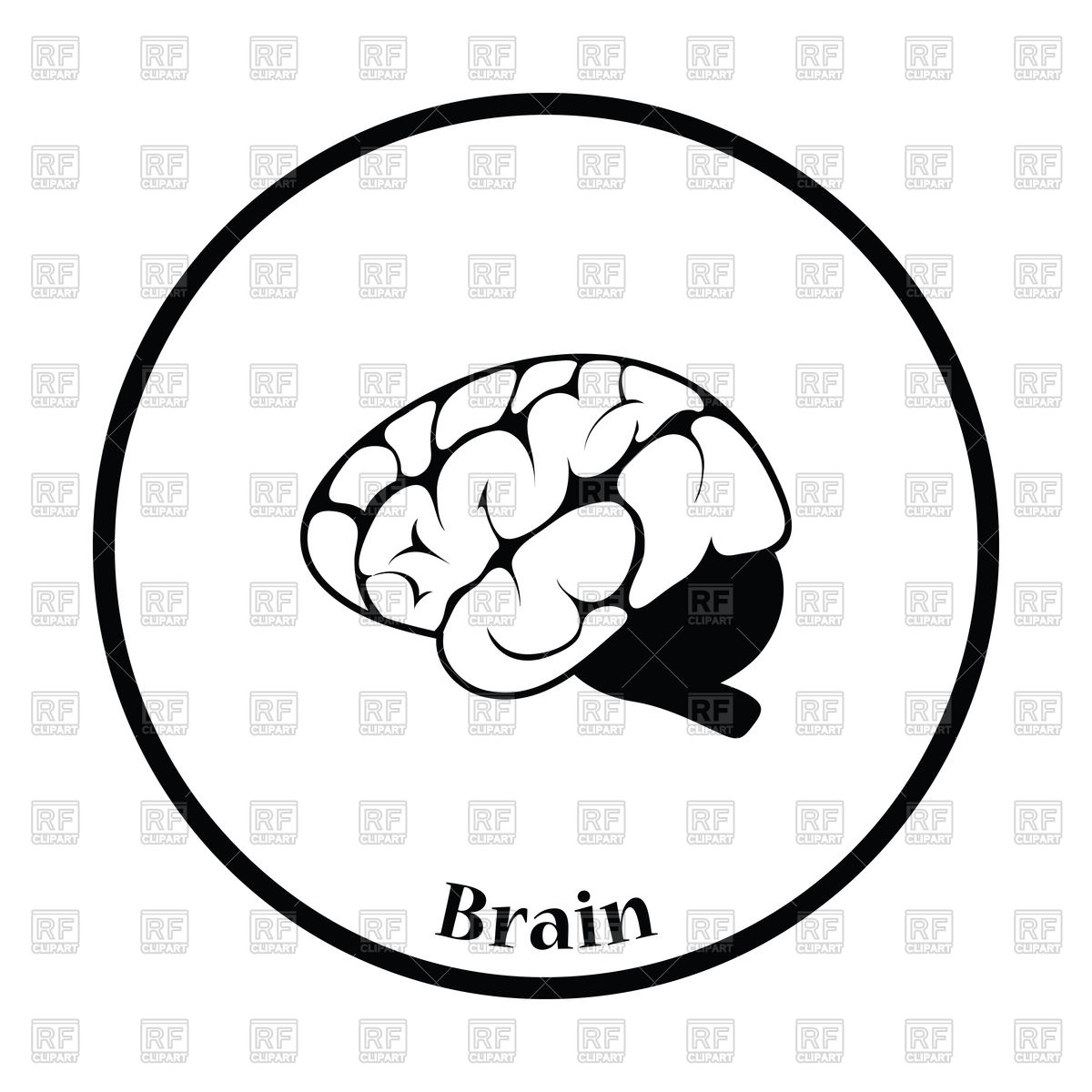 1200x1200 Thin Circle Design Of Brain Icon Royalty Free Vector Clip Art