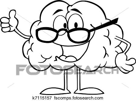 450x335 Clip Art Of Outlined Brain Cartoon Character K7115157
