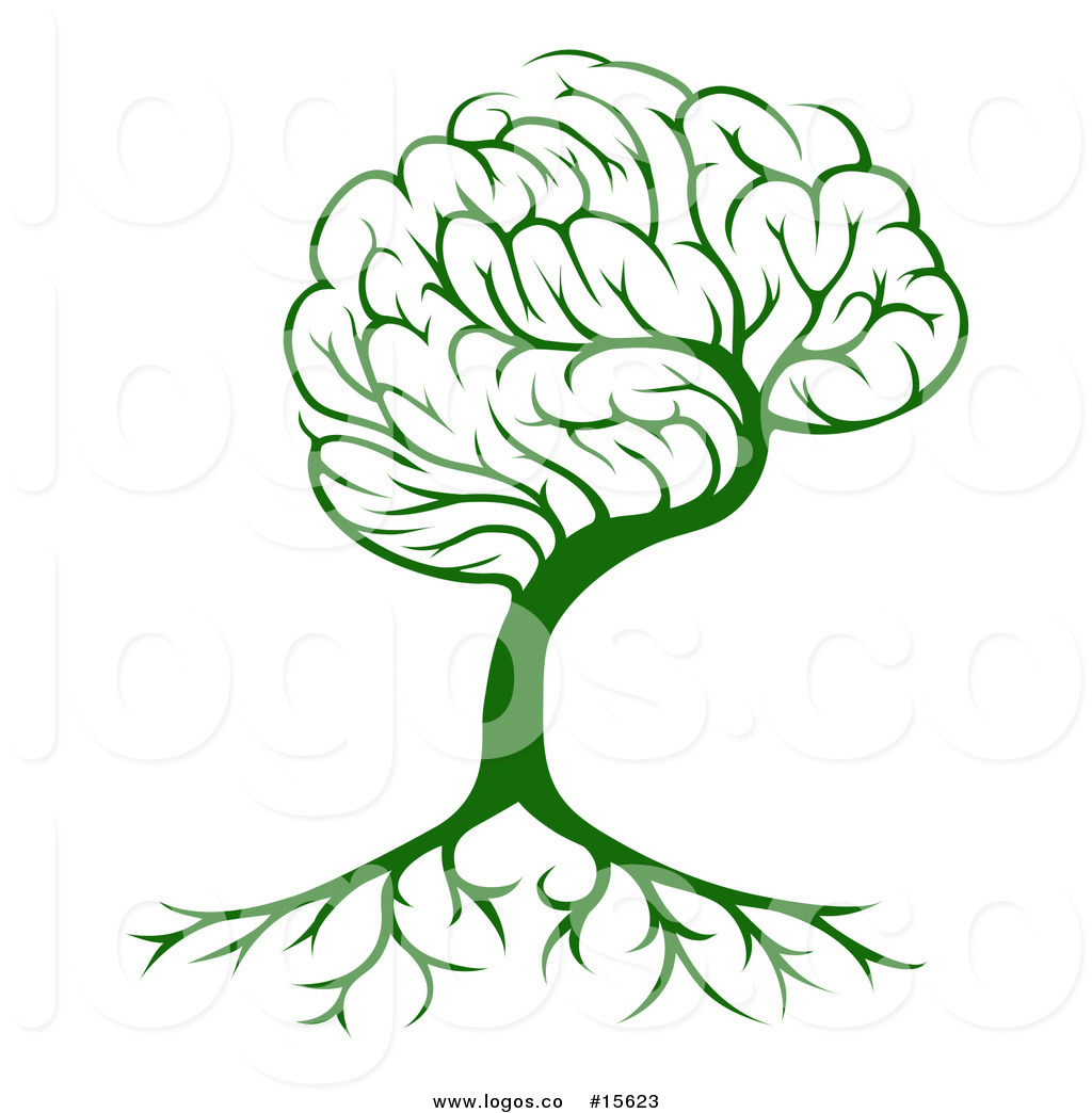 1024x1044 Royalty Free Vector Logo Of A Concept Brain Tree With Roots By