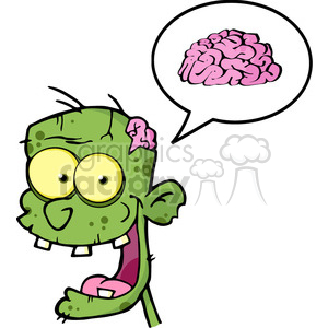 300x300 Royalty Free 5071 Zombie Head Cartoon Character And Speech Bubble