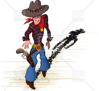 400x365 Brave Sheriff Drawn In Sketch Style Stretching To Gun