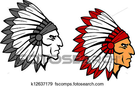 450x290 Clip Art Of Brave Indian Warrior Mascot K12637179