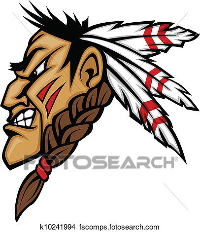 406x470 Clipart Of Indian Brave Mascot Head Vector Cartoon K10241994
