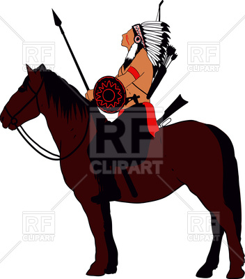 352x400 Brave Indian Warrior On Horse Royalty Free Vector Clip Art Image