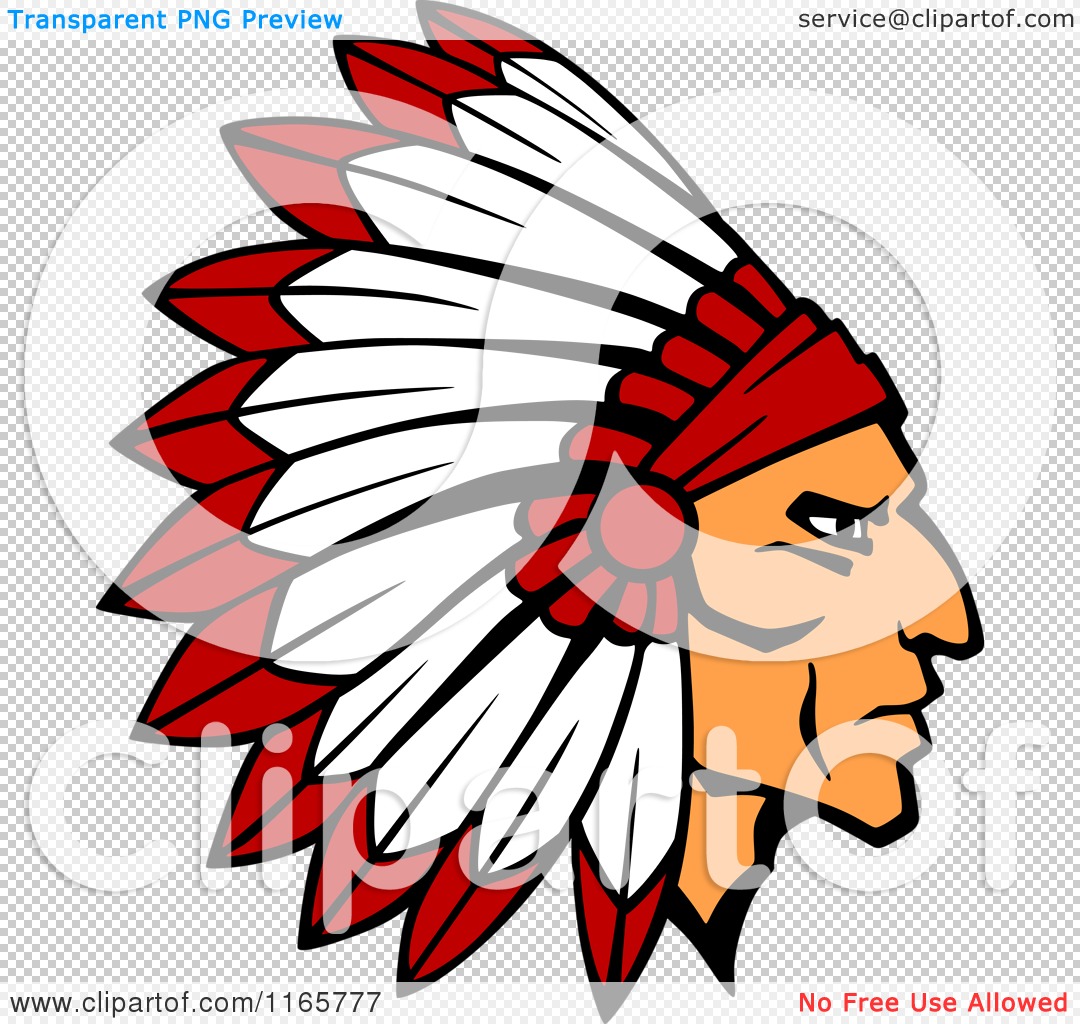 1080x1024 Clipart Of A Native American Brave With A Red And White Feather