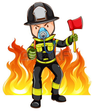 376x450 A Brave Fireman On A White Background Royalty Free Cliparts
