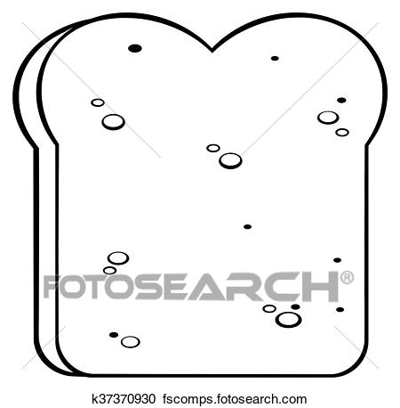 450x458 Clipart Of Black And White Cartoon Bread Slice K37370930