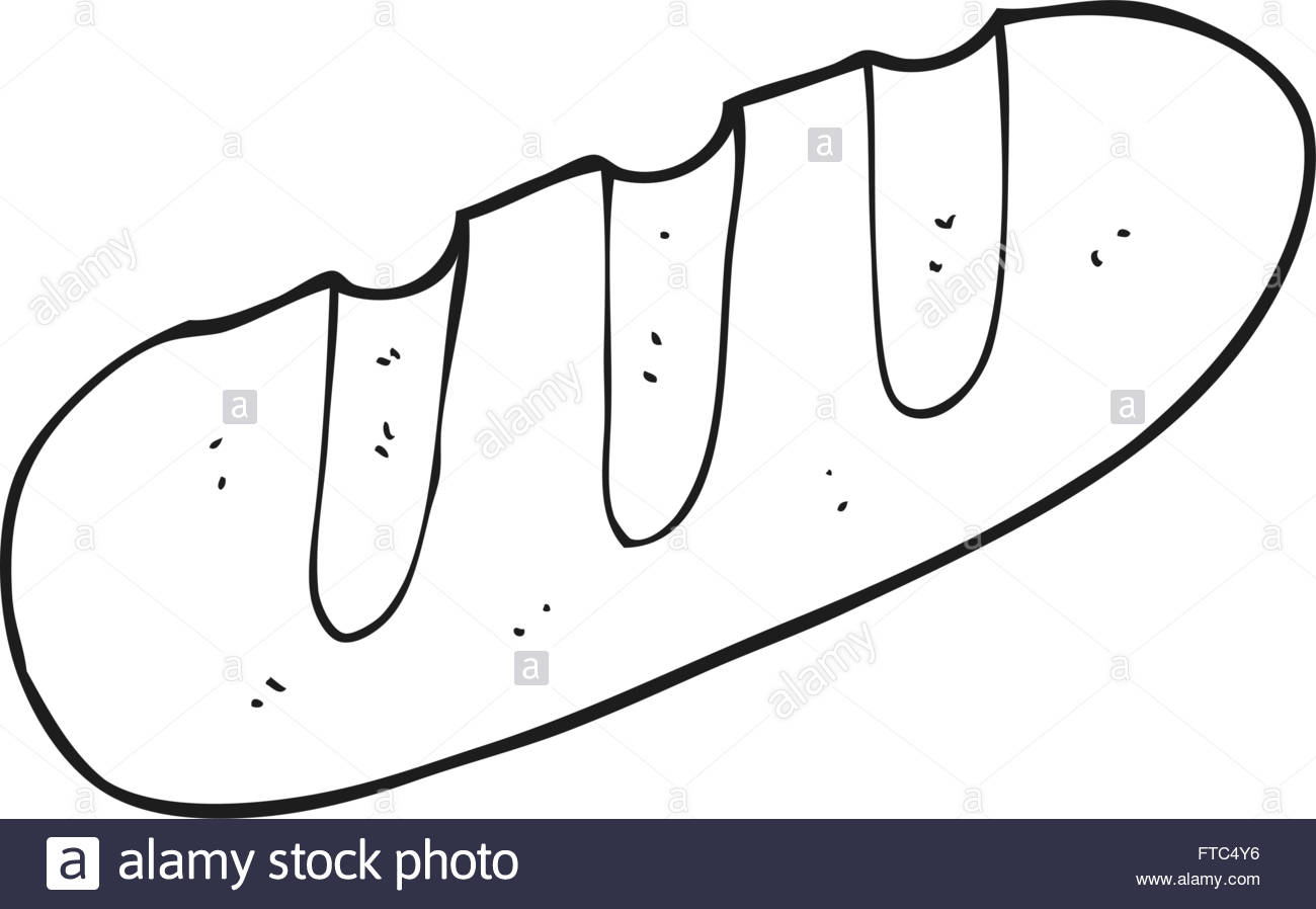 1300x898 Freehand Drawn Black And White Cartoon Loaf Of Bread Stock Vector