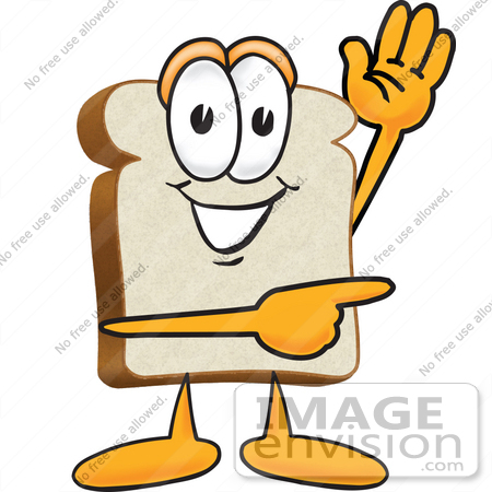 450x450 Clip Art Graphic Of A White Bread Slice Mascot Character Waving
