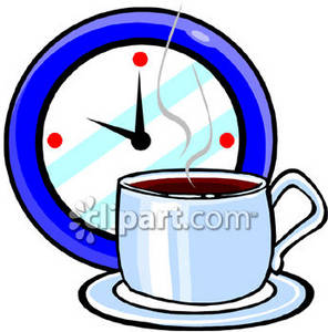296x300 Clipart Picture Of A Clock And A Cup Of Coffee