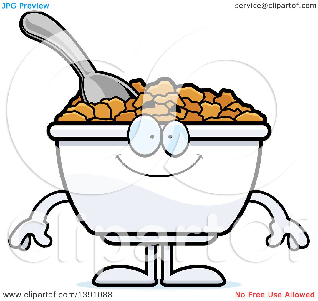 1080x1024 Clipart Of A Cartoon Happy Bowl Of Corn Flakes Breakfast Cereal